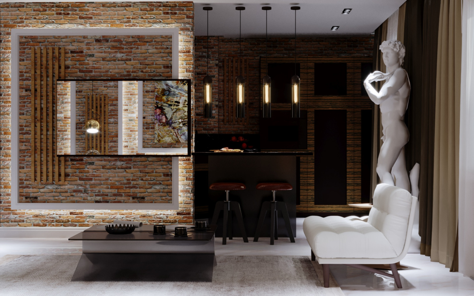 Имиджевая квартира для молодой пары в стиле лофт