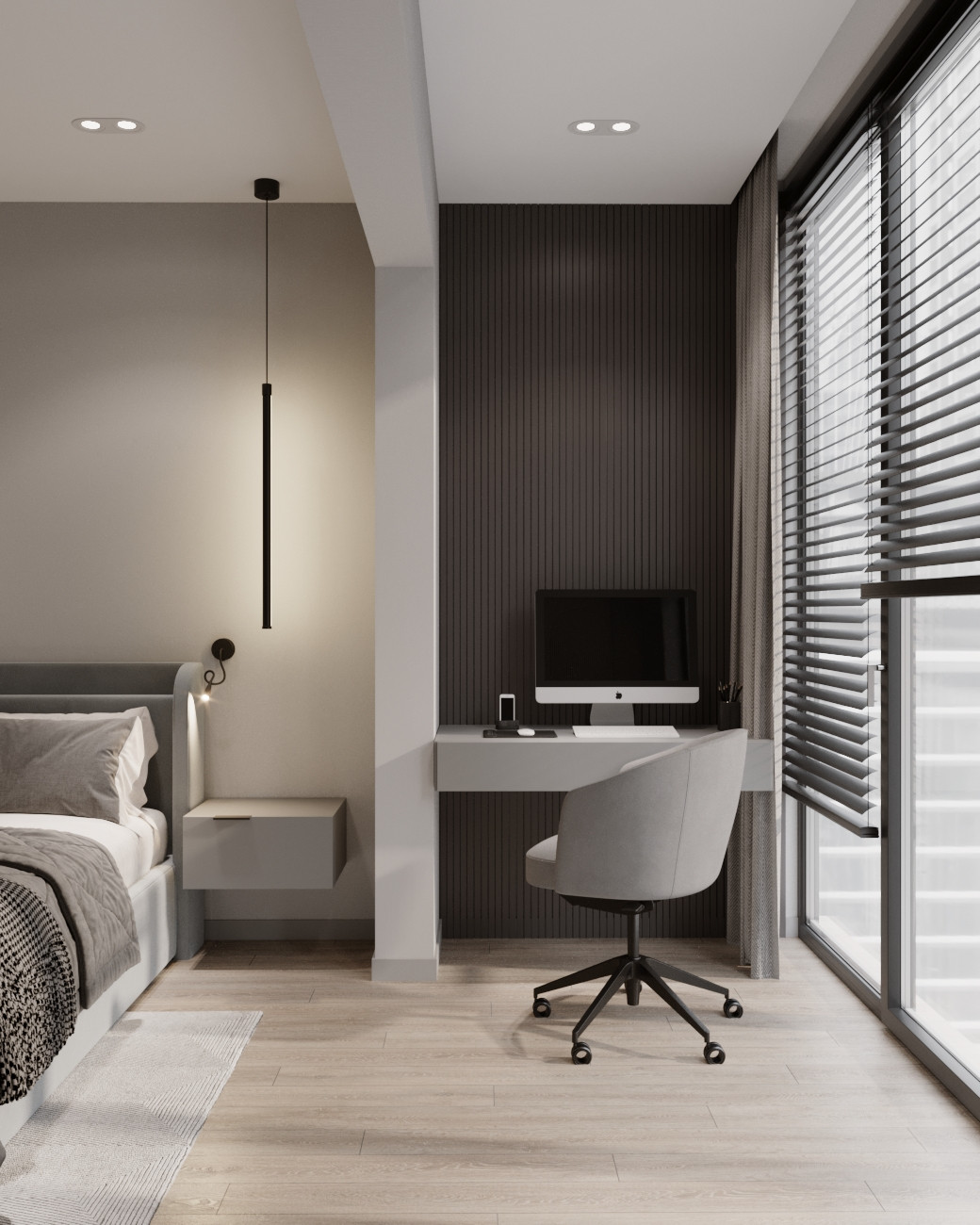 Современный минималистичный дизайн интерьера для молодой пары