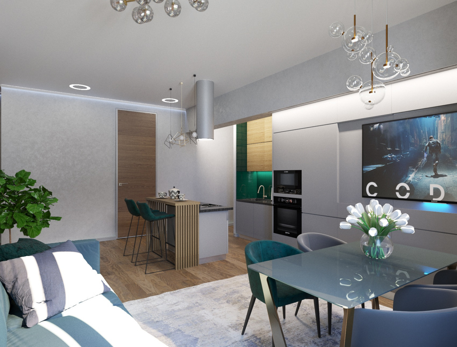 Современная квартира для молодожёнов