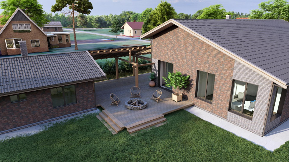 Одноэтажный дом из кирпича