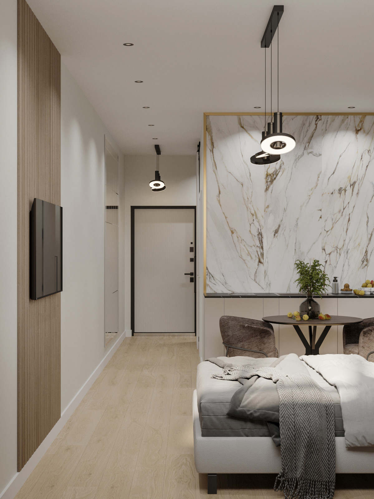 Современный интерьер в квартире 28 м² в Москве