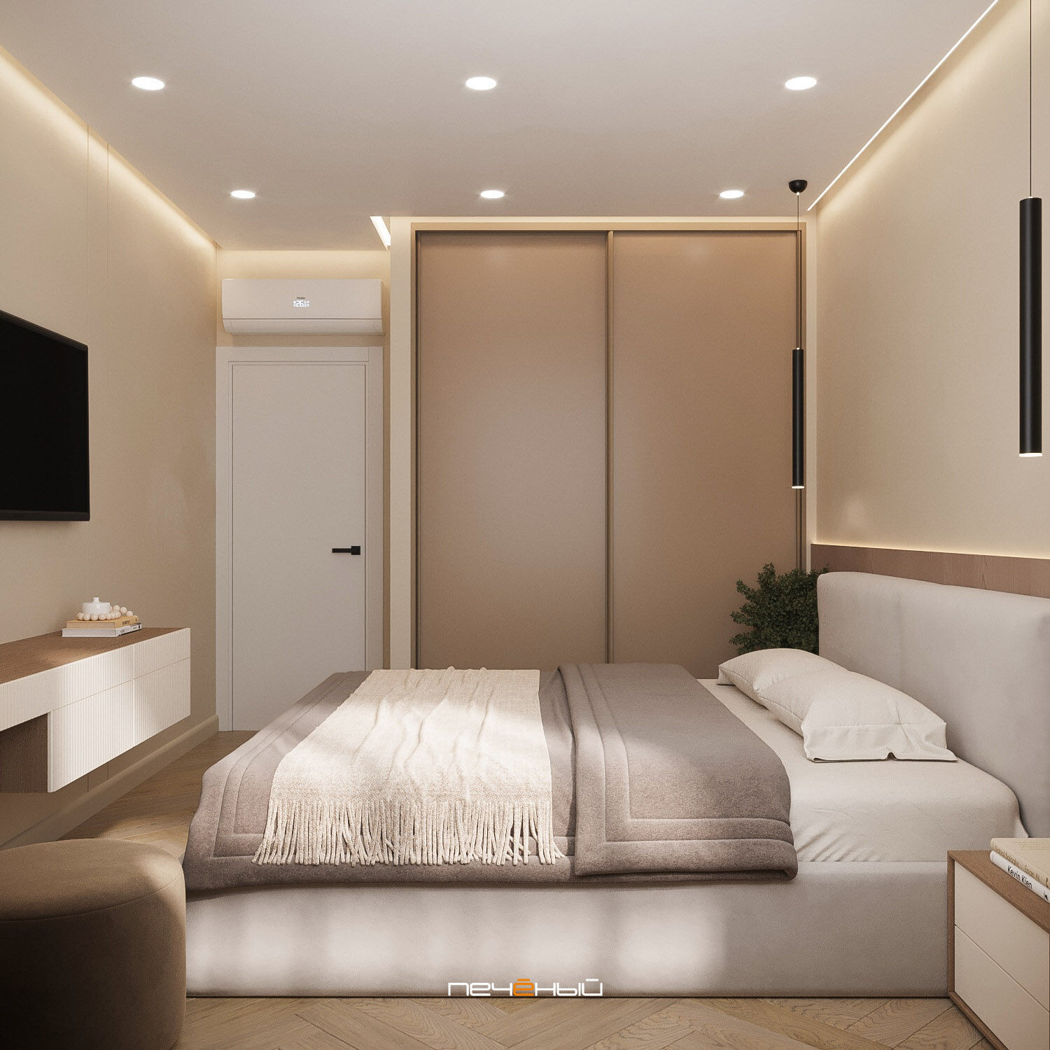 2025 Дизайн 1-комн. квартиры 44 м² в современном стиле, Москва, ЖК Vangarden