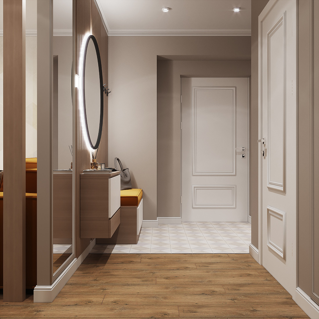 Двухкомнатная квартира с гостиной-холлом