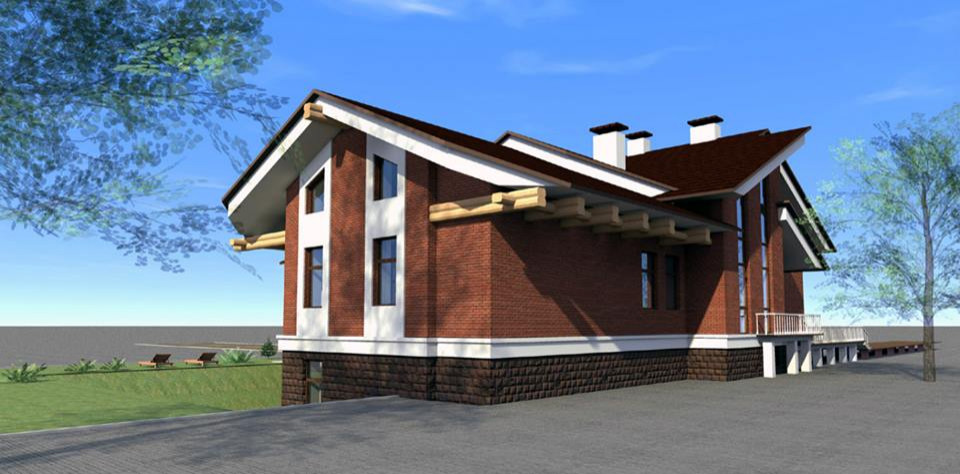 Загородный дом в Омской области. Дом спроектирован в современном стиле с элемент