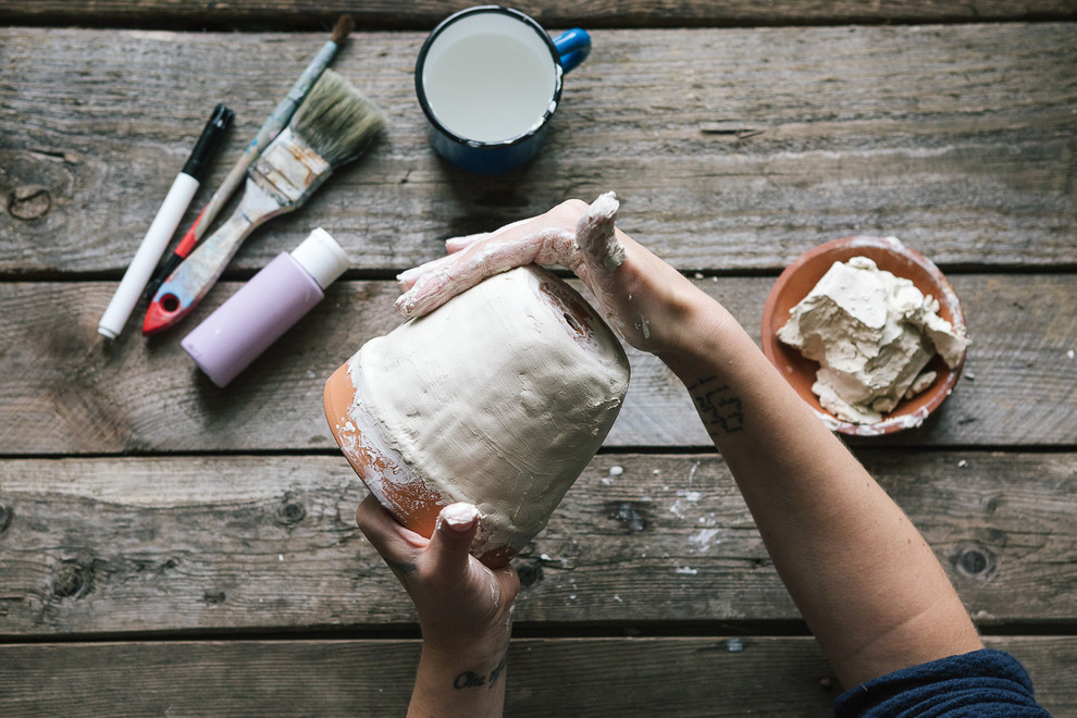 DIY: Горшки из глины с неожиданным декором