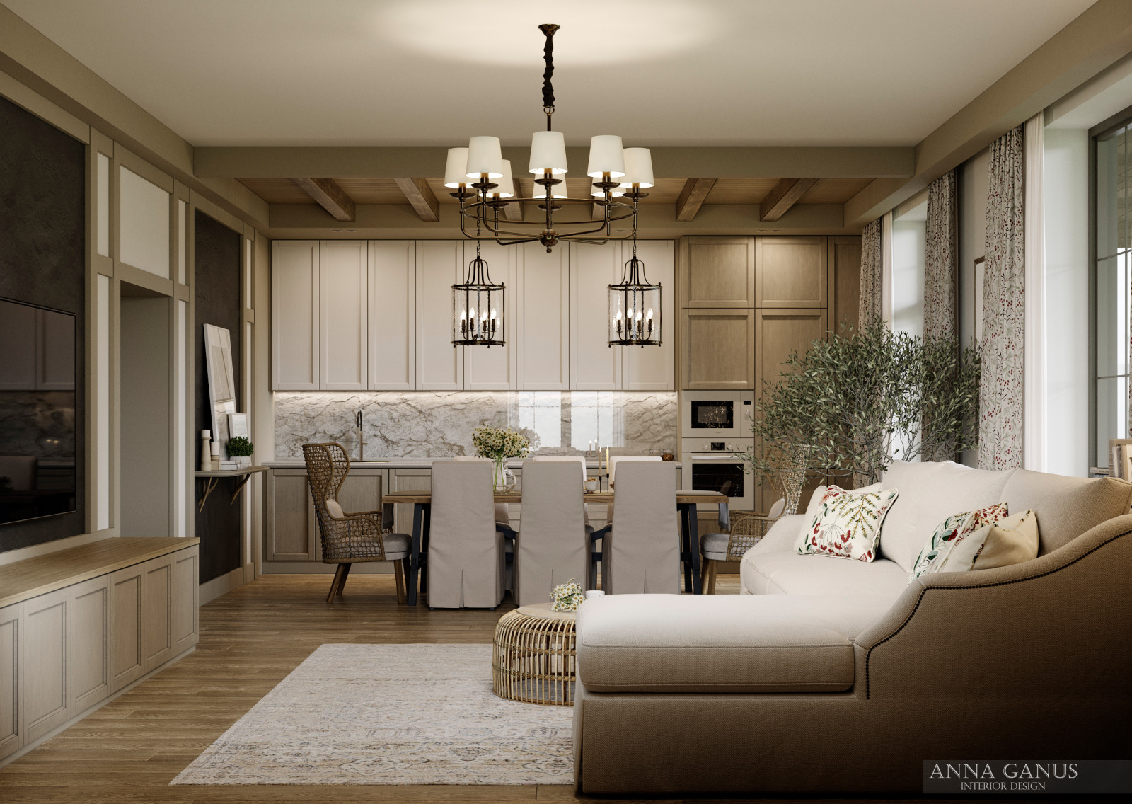 Обложка проекта: Домик в деревне в природных оттенках.