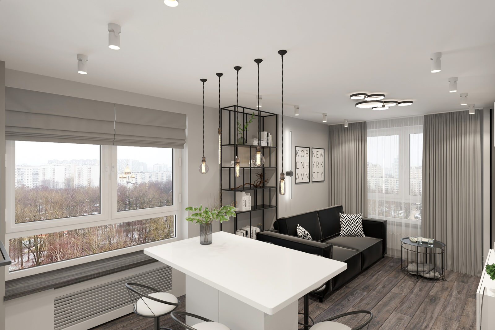 Двухкомнатная квартира 60 м2 в современном стиле в ЖК "Дмитровский Парк"