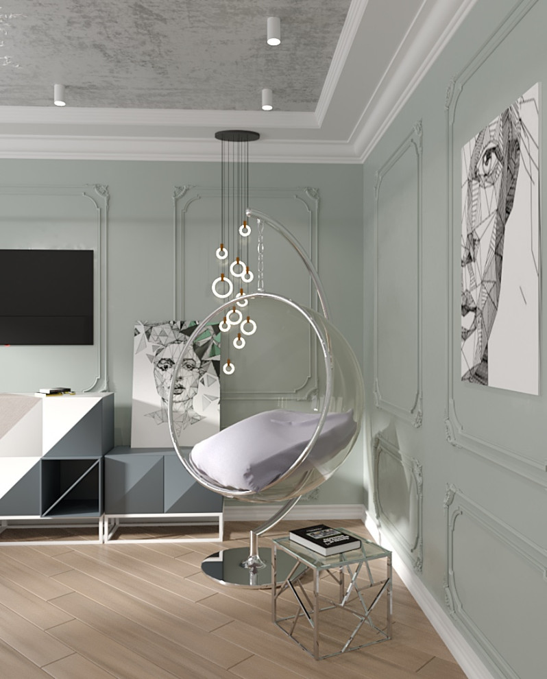 Кухня гостиная в нежных цветах