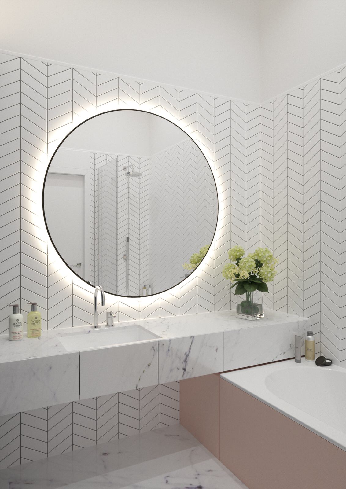 En-suite with Bespoke made mirror