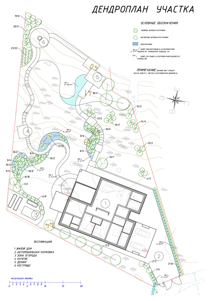 Проект участка  на крутом лесном склоне