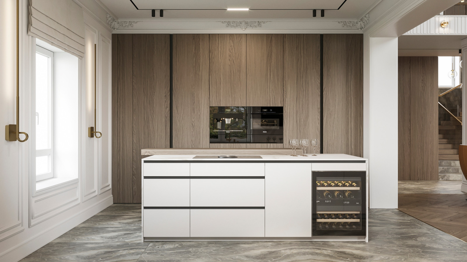 Современный роскошный интерьер загородного дома