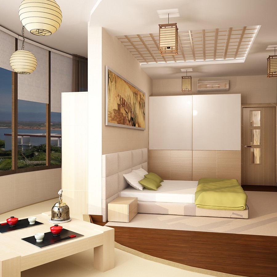 Спальня в японском стиле г. Краснодар. Ж.К. "Новый город"