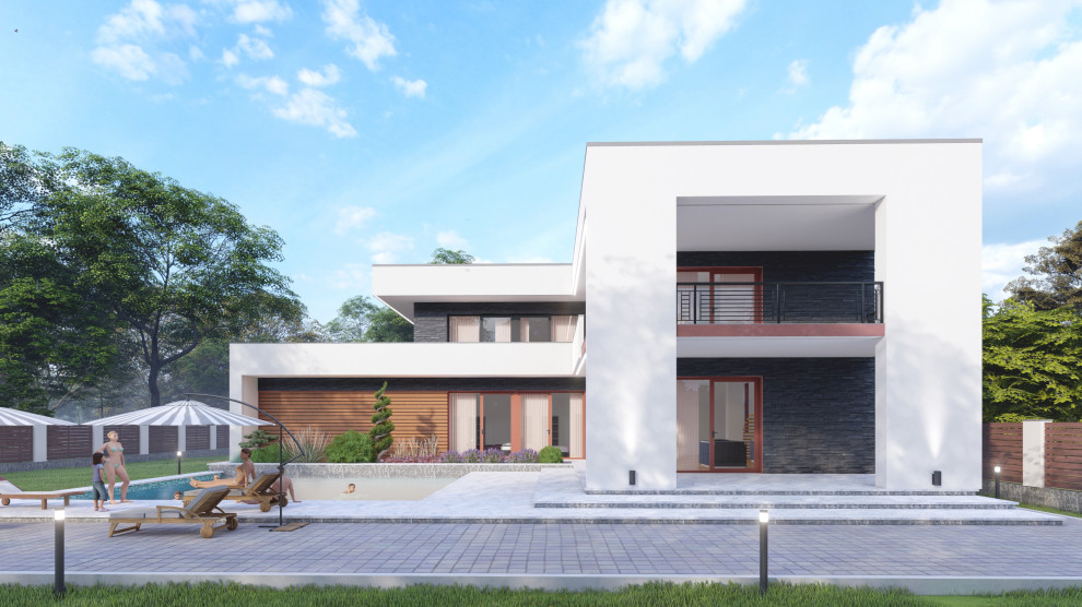 Обложка проекта: Двухэтажный дом в современном стиле