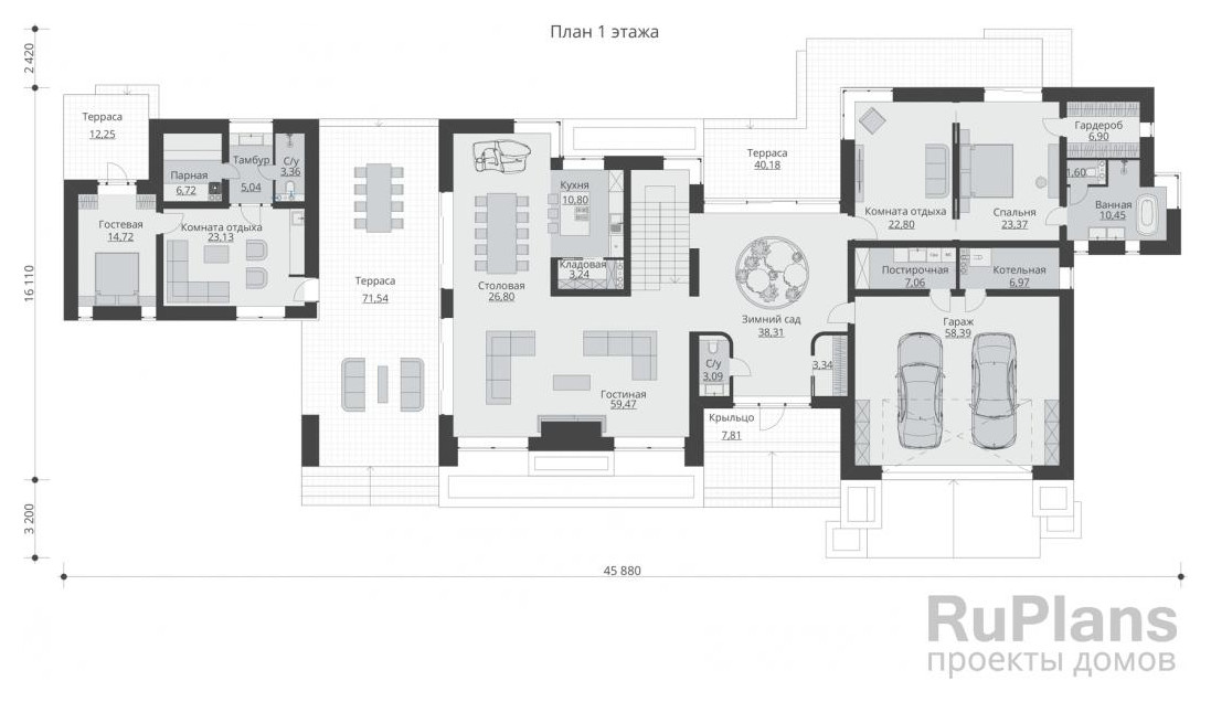 Rg5912 - Двухэтажный дом с зимним садом и гостевым флигелем