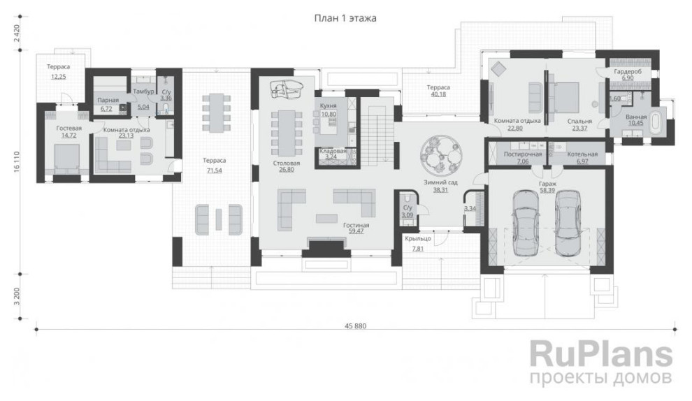 Rg5912 - Двухэтажный дом с зимним садом и гостевым флигелем