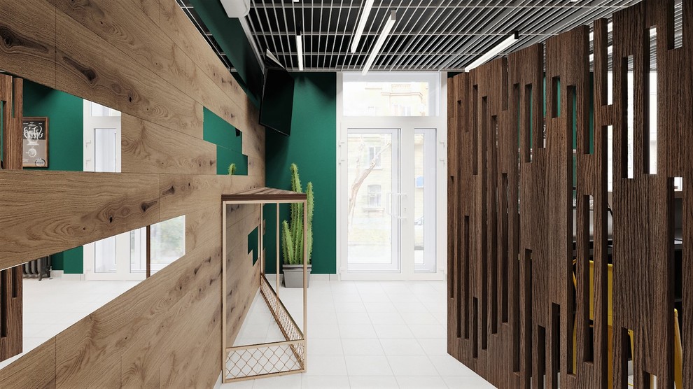 Магазин фирменой продукции семейной пивоварни "Хансен" диагональная планировка