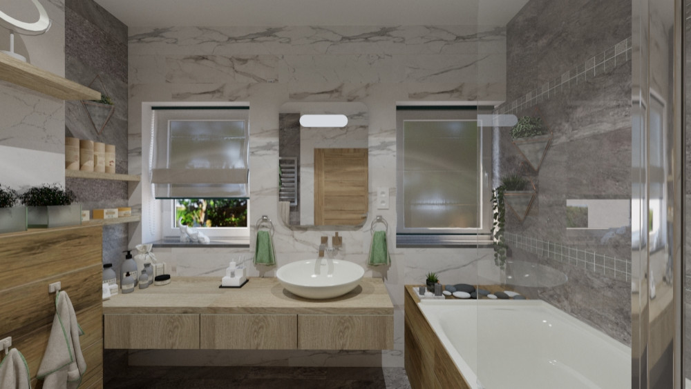 Ванная вид на окна