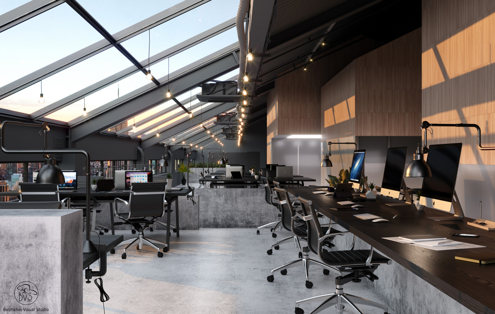 Обложка проекта: Office interior with the view of Manhattan