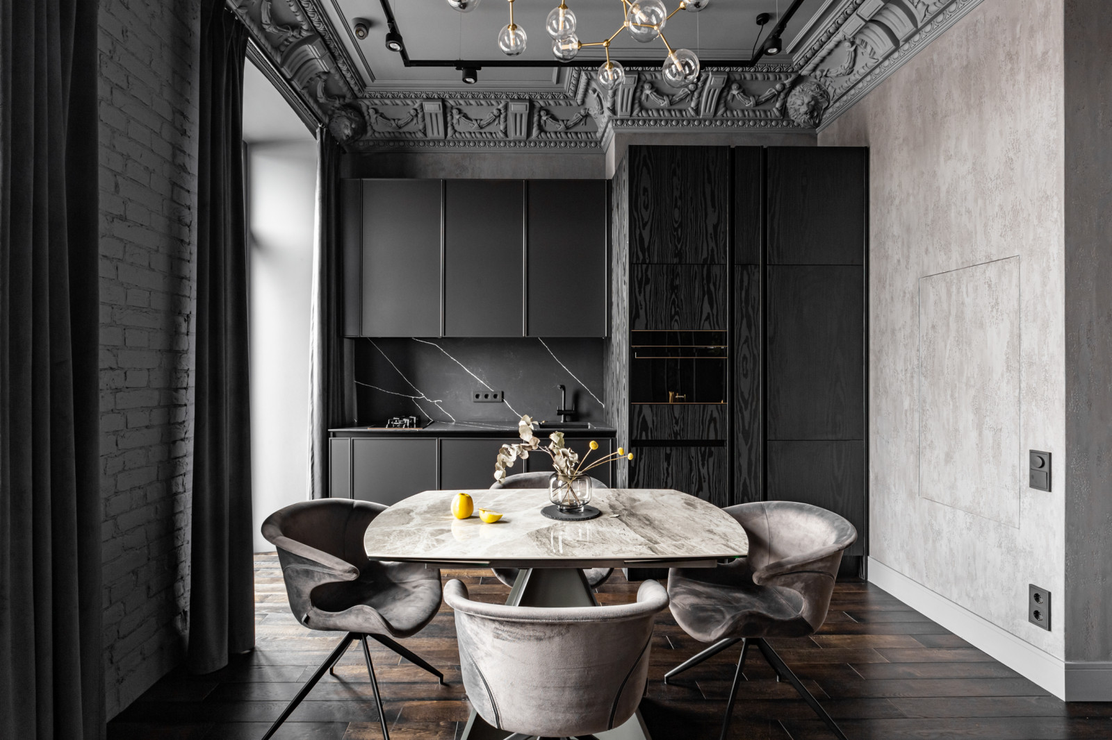 Черный интерьер 66 м.кв.