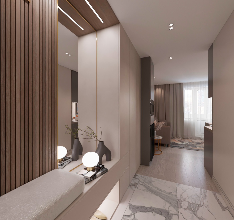 Дизайн-проект студии 21кв.м. для молодой девушки.