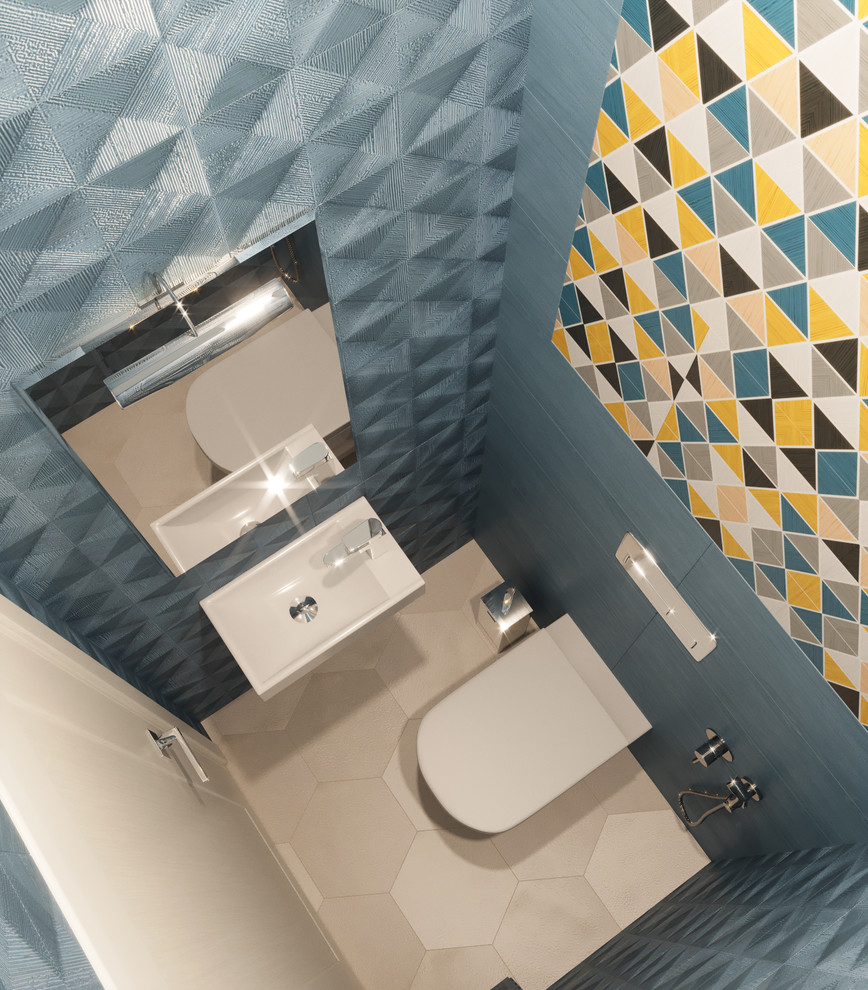 Дизайн интерьера санузла для молодой пары с двумя детьми