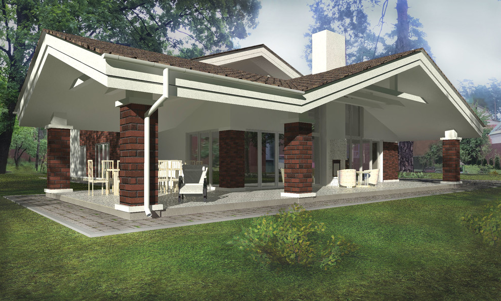 Вид на веранду и камин