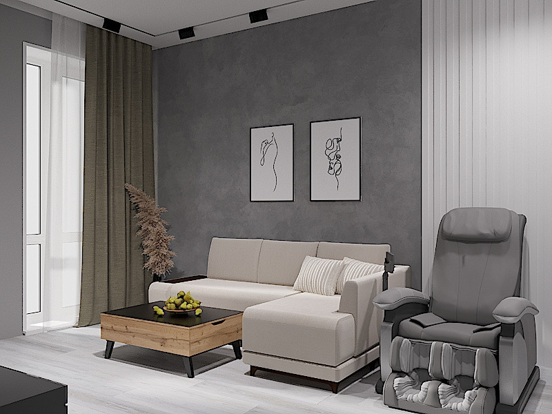 Трекомнатная квартира в серых тонах