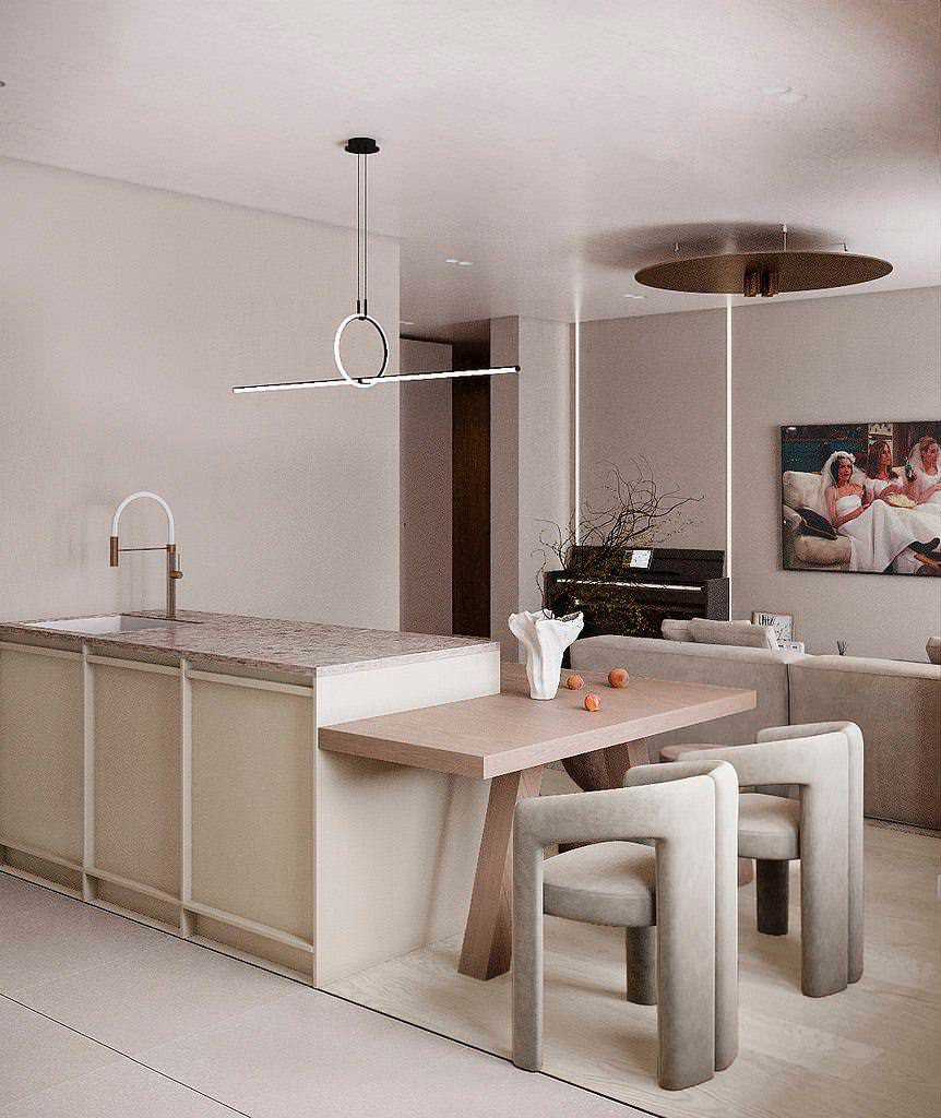 Минималистичная квартира в стиле джапанди, 100 м2