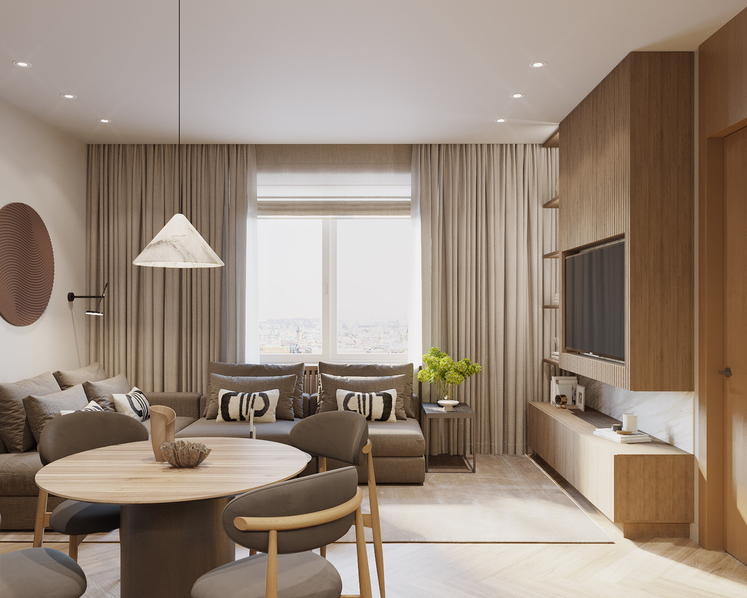 Soft-минимализм в монохромном интерьере трехкомнатной квартиры /ЖК "Балтийский"