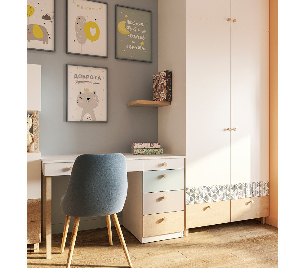 Четырех-комнатная квартира в светлых тонах.