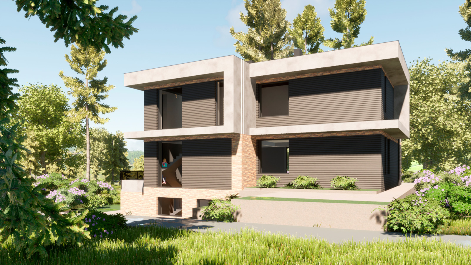 Двухэтажный дом со вторым светом