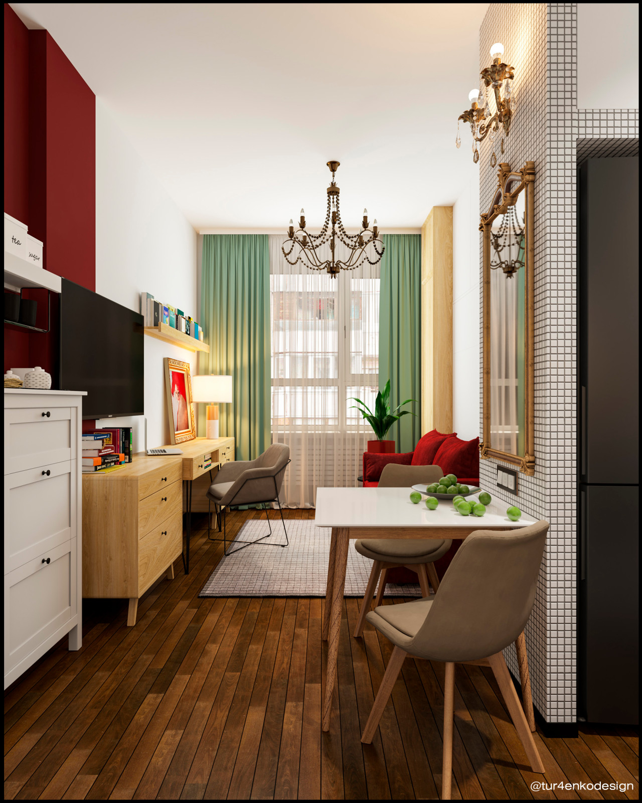 Дизайн маленькой квартиры студии 21 м2 в ЖК "Символ"