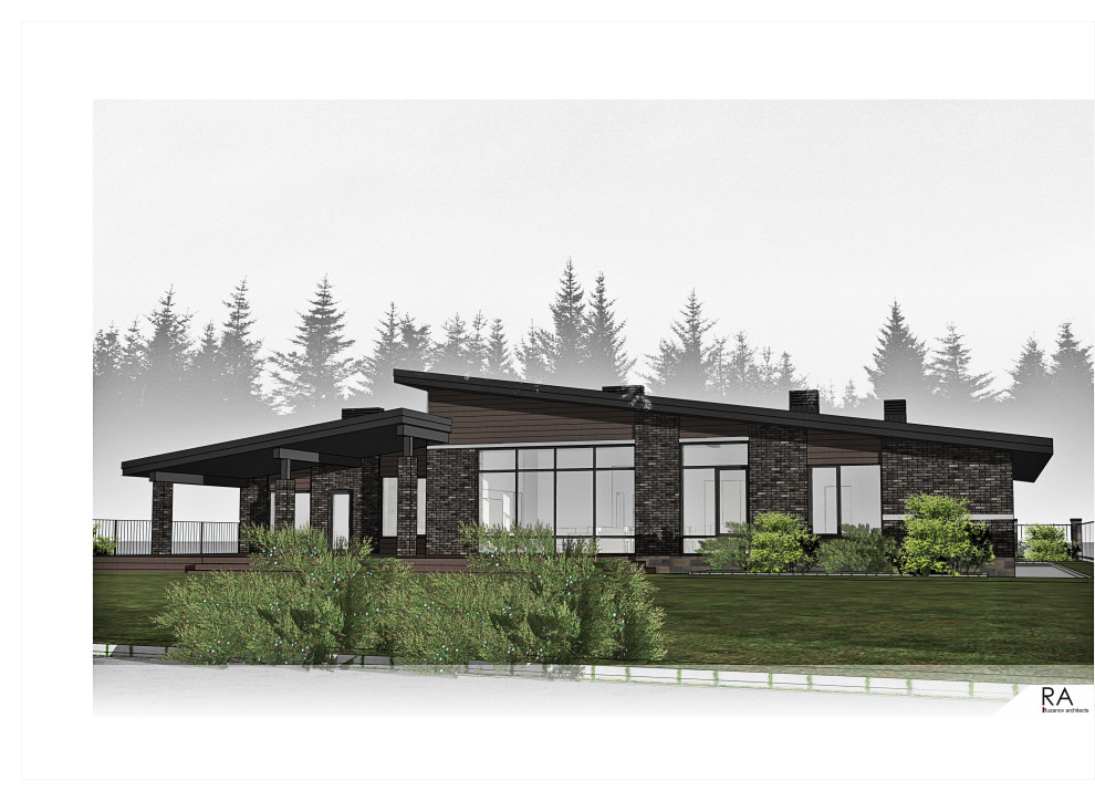 Одноэтажный дом 300кв, с баней, гаражом и террасой