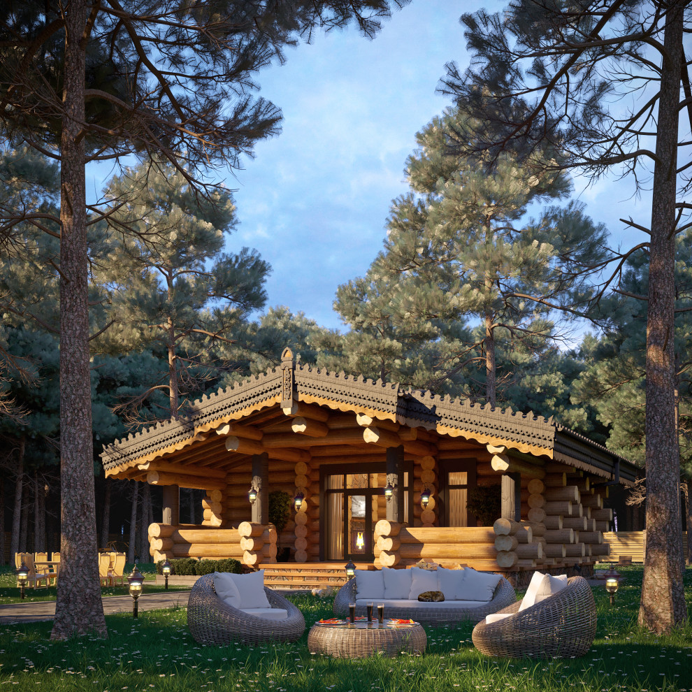 Обложка проекта: Баня из бревна ручной рубки 60кв.м.