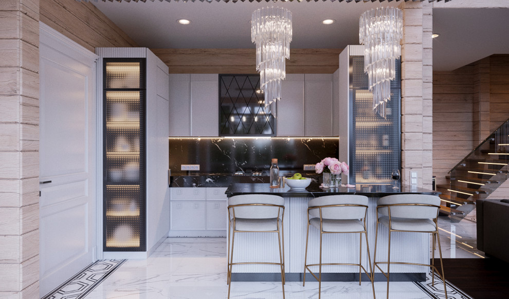 Обложка проекта: Гостиная-кухня в загородном доме