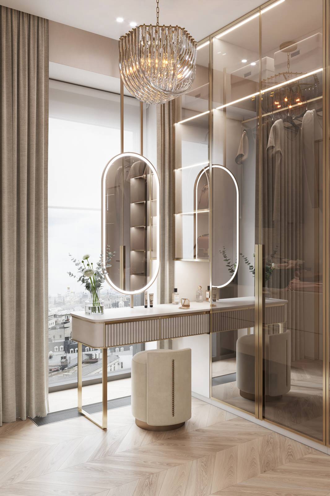 Интерьер в бежевых оттенках в ЖК Eniteo