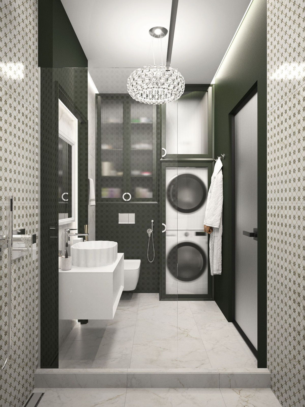 Визуализации спальной и ванной комнат.