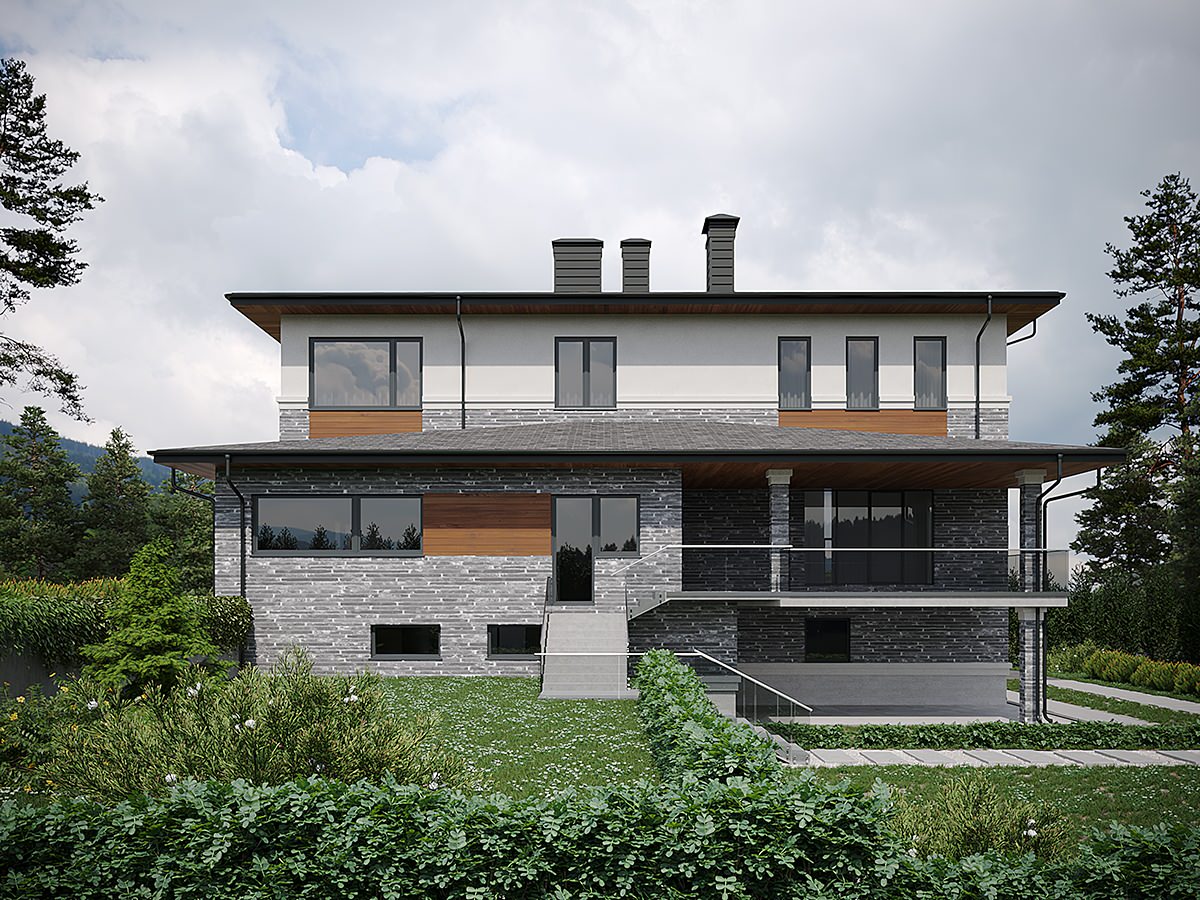 Дизайн фасадов частного дома, КП "Дубрава" г. Пенза