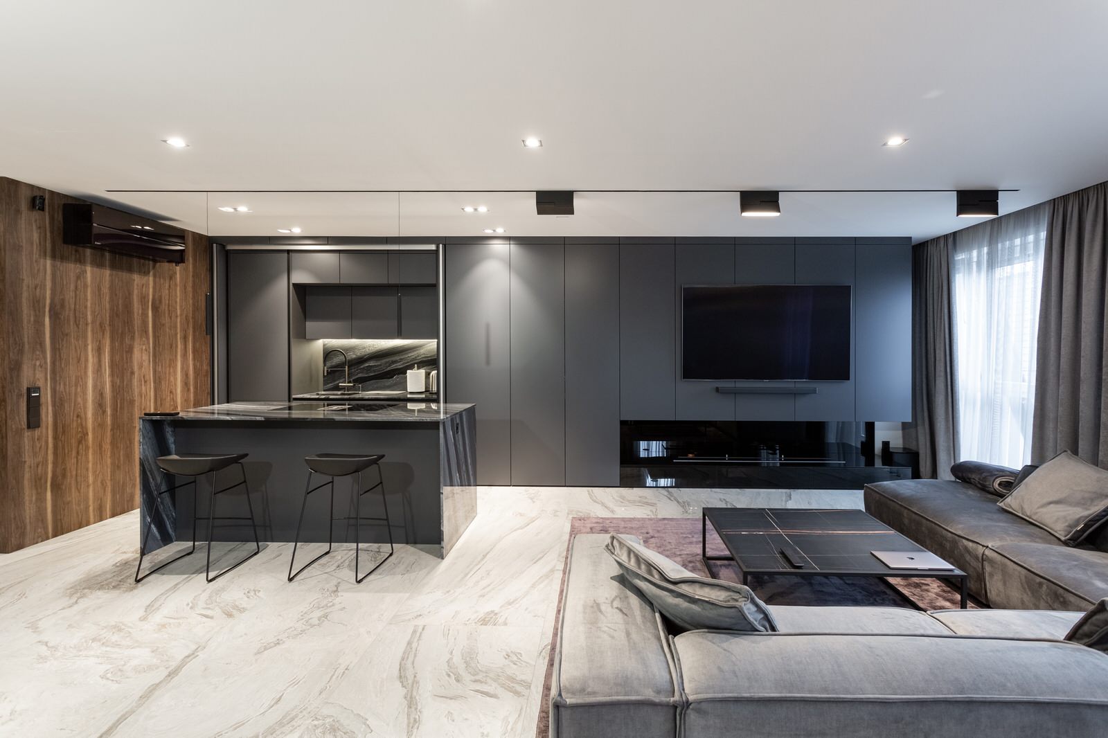 кухня серый камень