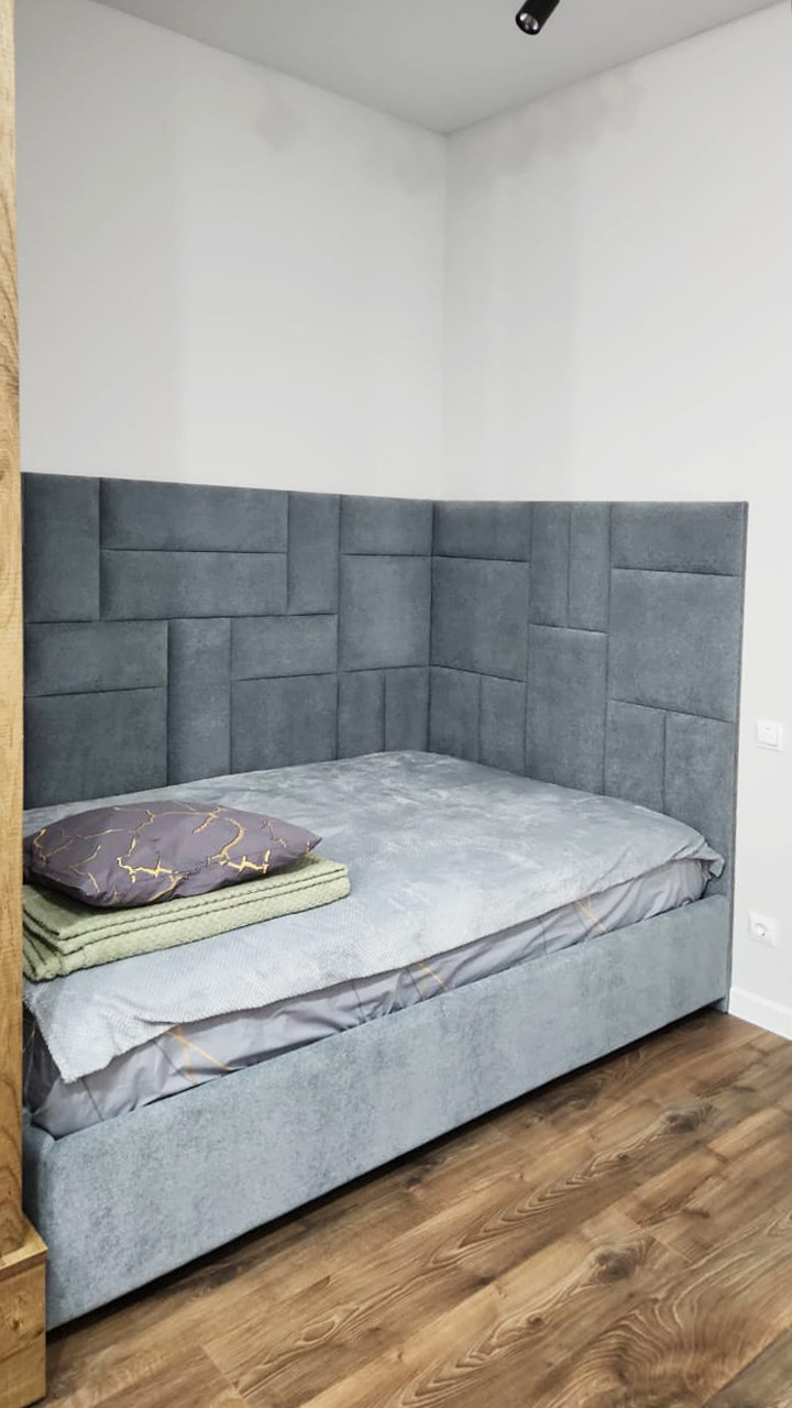 Обложка проекта: Мягкие стеновые панели Геометрия в изголовье кроватей