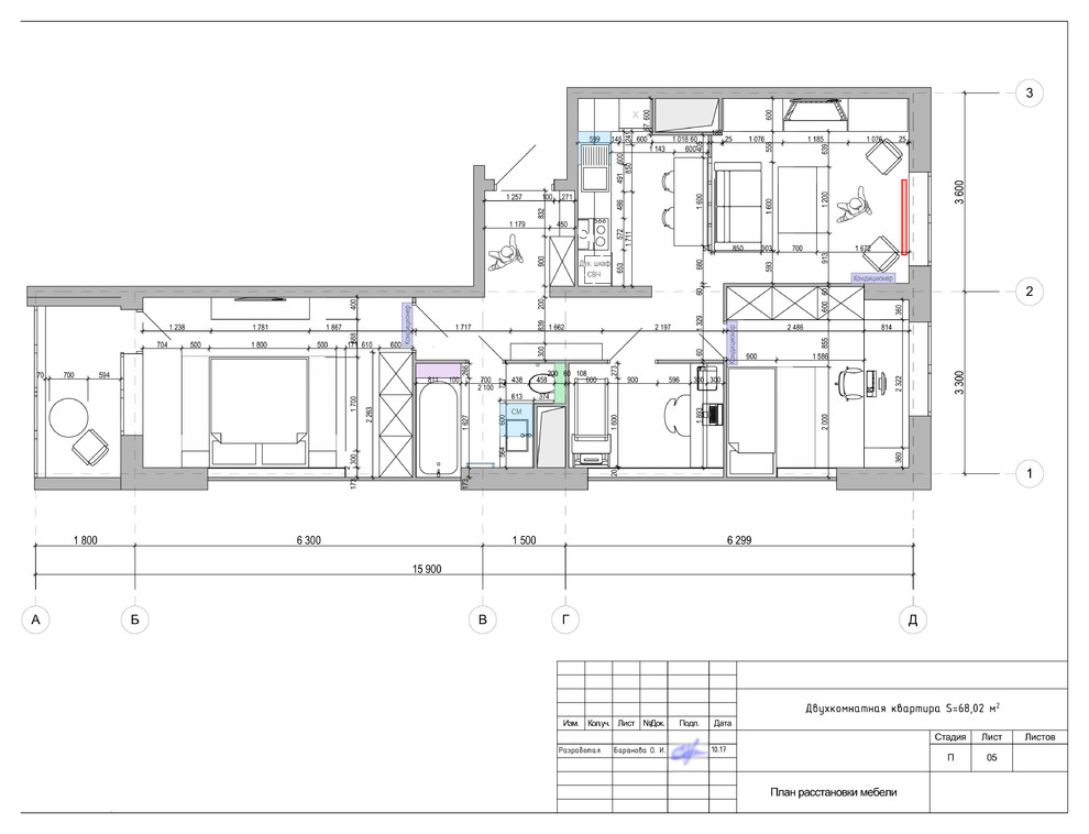 Проект 2-х комнатной квартиры для семьи из 3-х человек (проект в разработке)