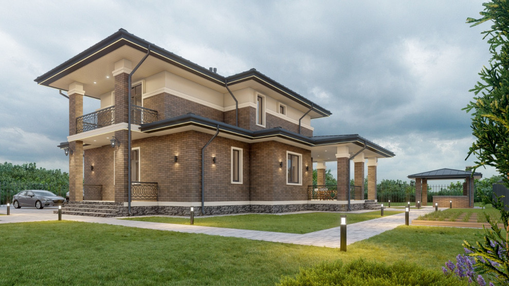 Проект двухэтажного дома в стиле Райта 265 кв.м