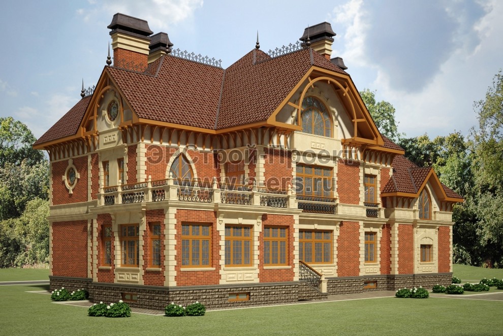 Проект загородного дома в нормандском стиле