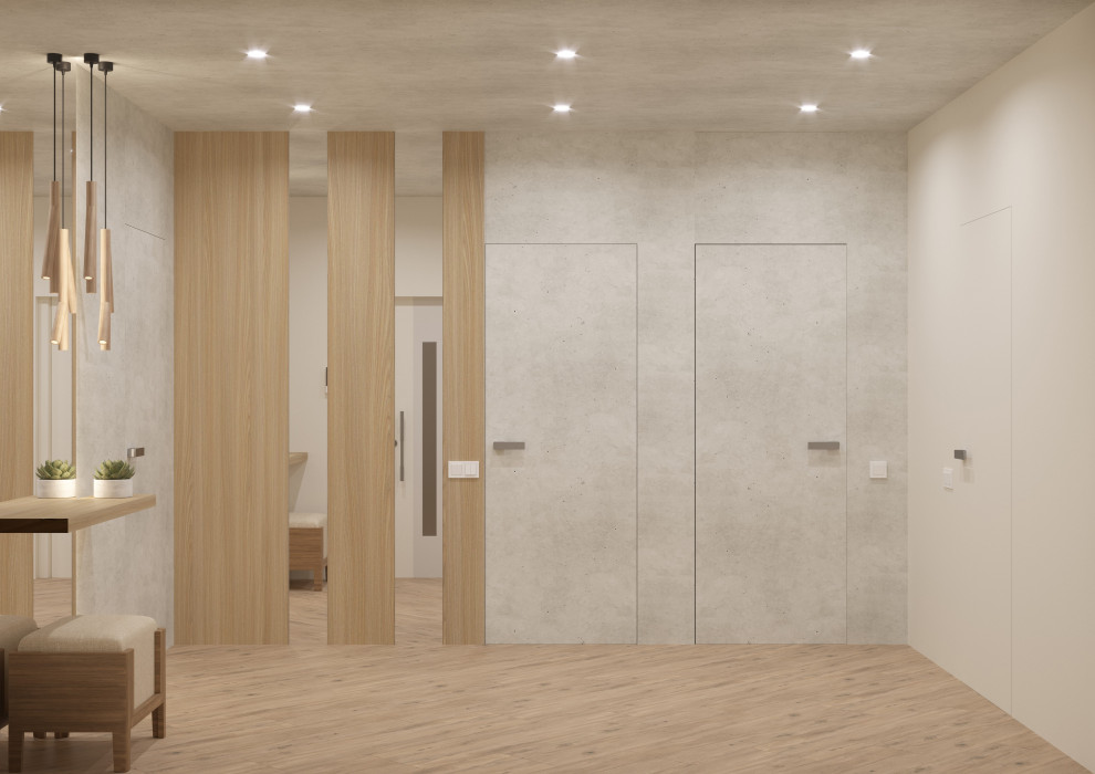 Прихожая в стиле джапанди из дизайн-проекта в ЖК Hill8, Москва