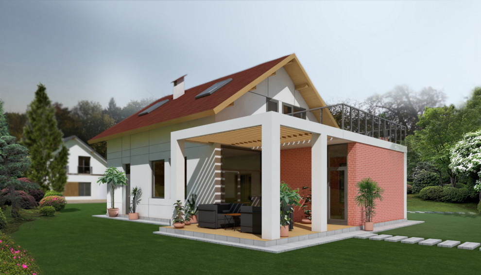 Обложка проекта: Проект дома с мансардой в приморском городе.