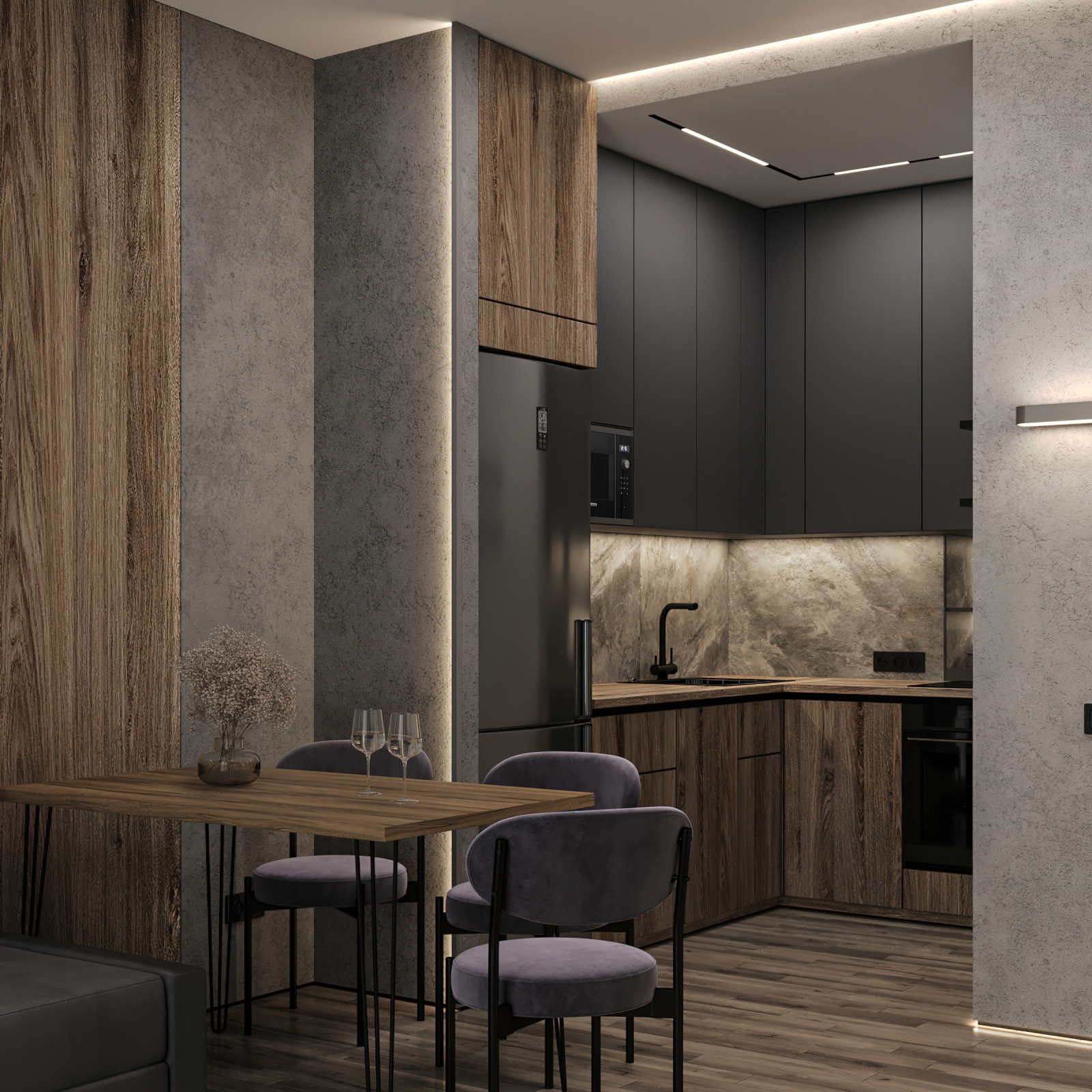 9. Gray house. Кухня-гостиная