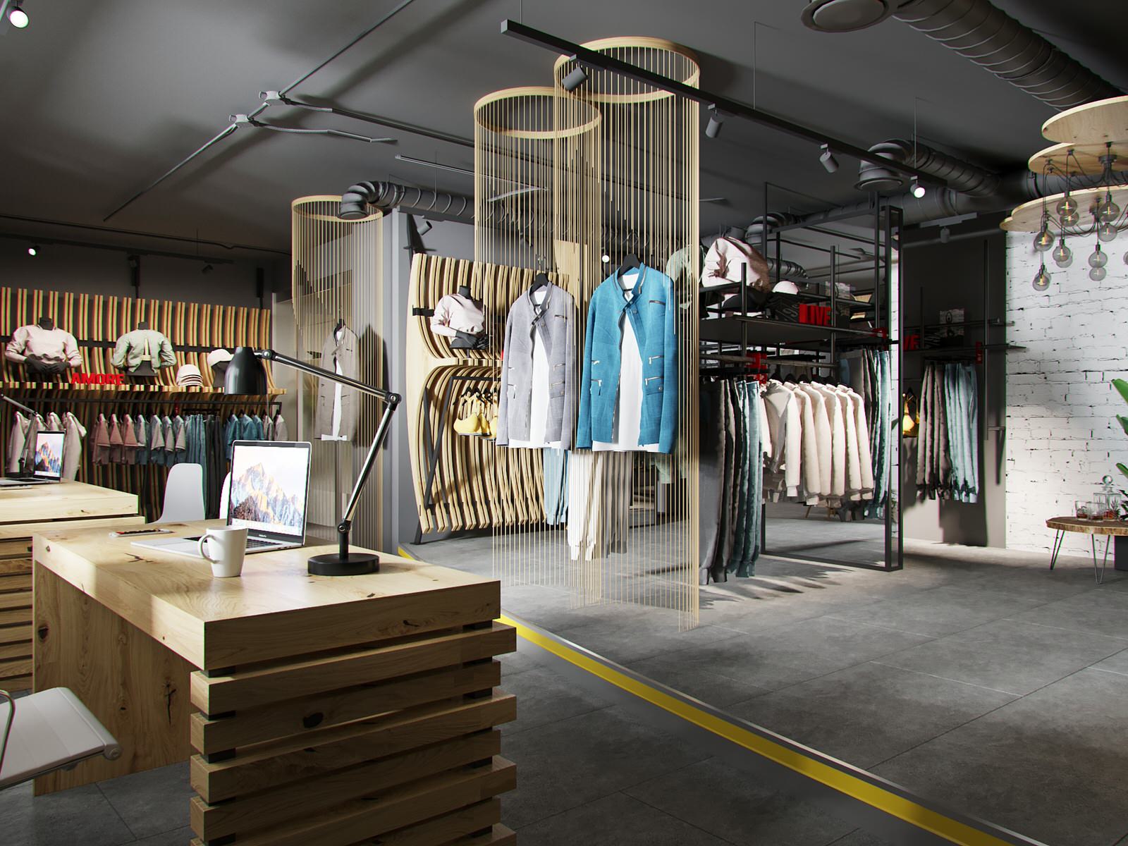 Интерьер магазина одежды