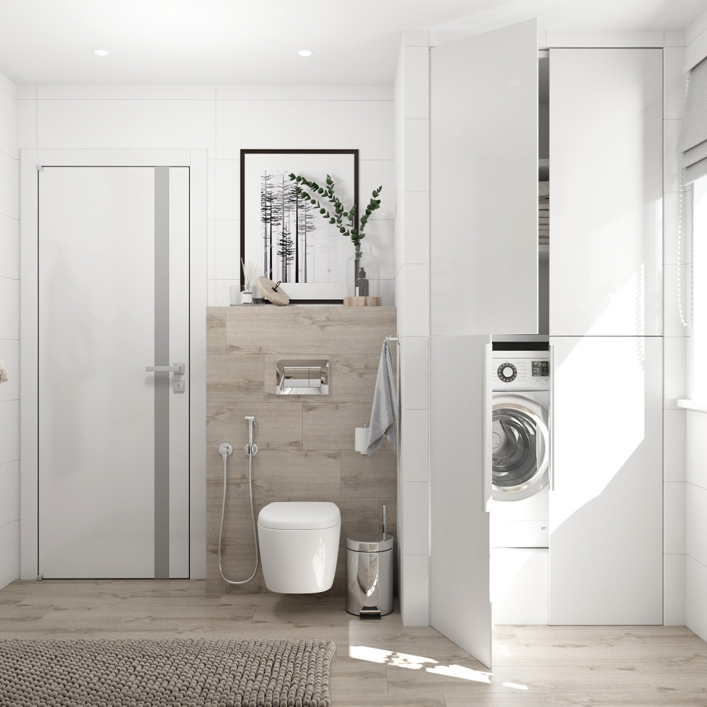 Дизайн интерьера ванной комнаты в загородном доме.