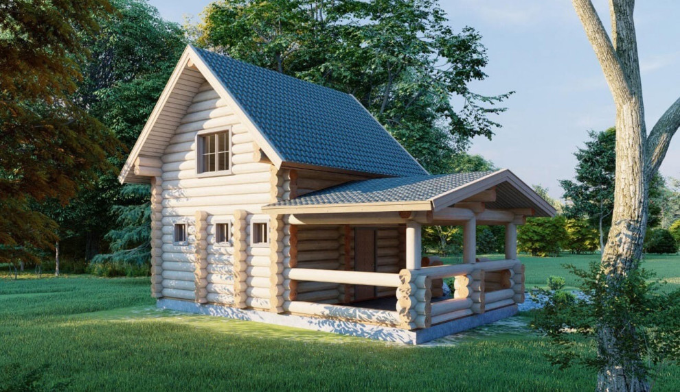 Баня из бревна с мансардным этажом