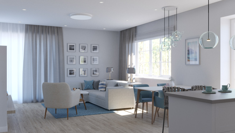 Дизайн кухни-гостиной в загородном доме